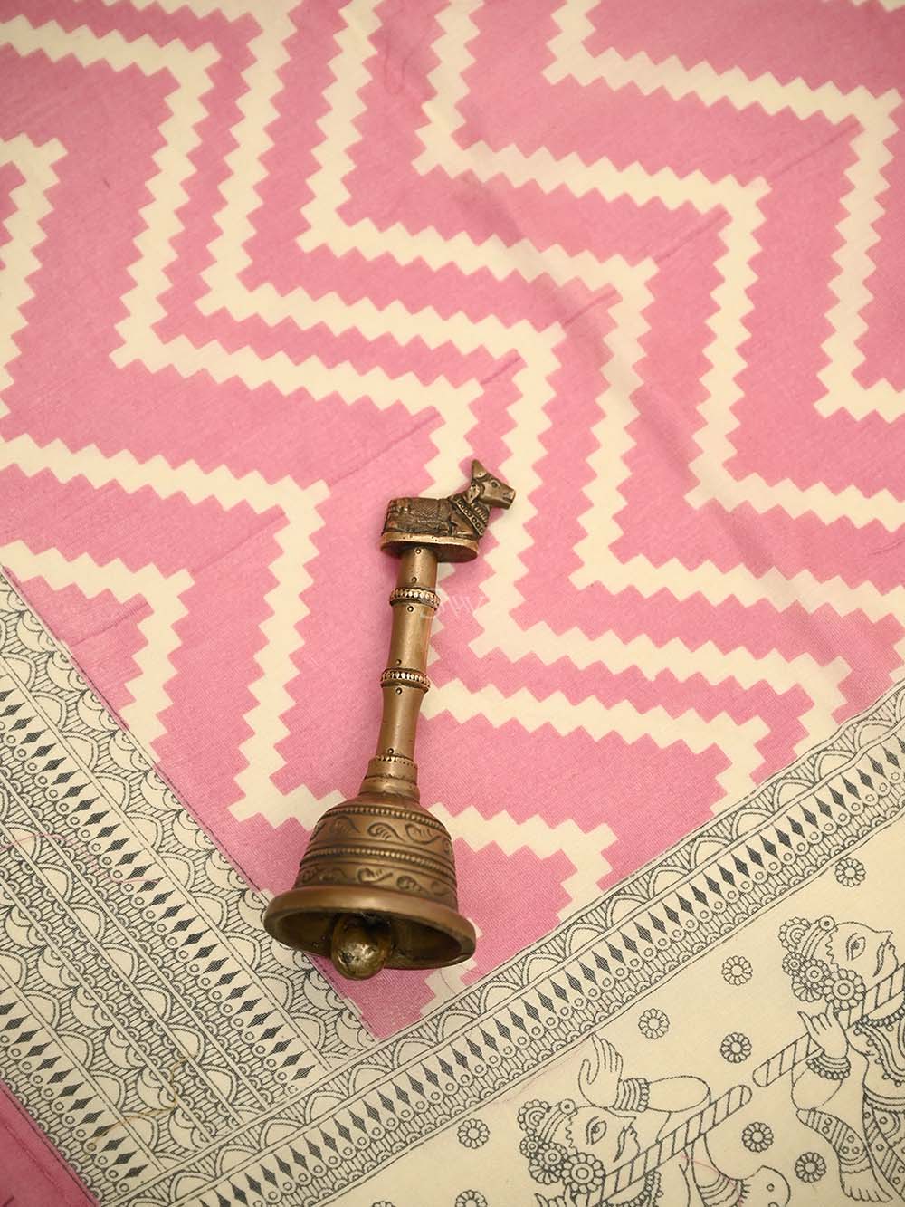 Pink Printed Chanderi Silk Handloom Banarasi Suit - Sacred Weaves