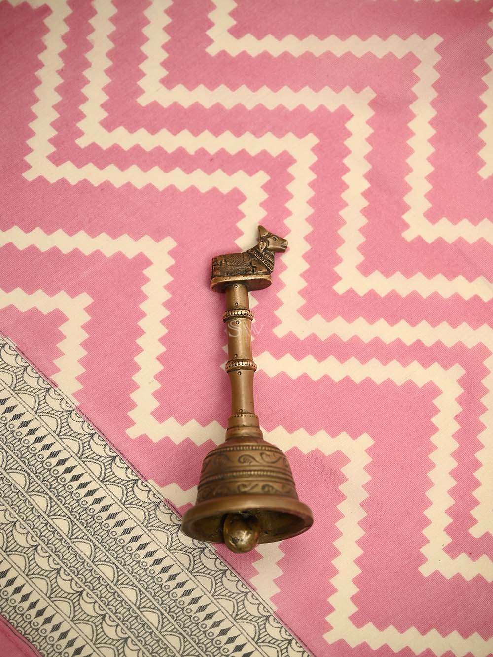 Pink Printed Chanderi Silk Handloom Banarasi Suit - Sacred Weaves