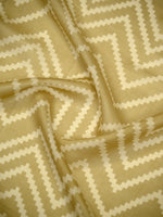 Beige Printed Chanderi Silk Handloom Banarasi Suit - Sacred Weaves