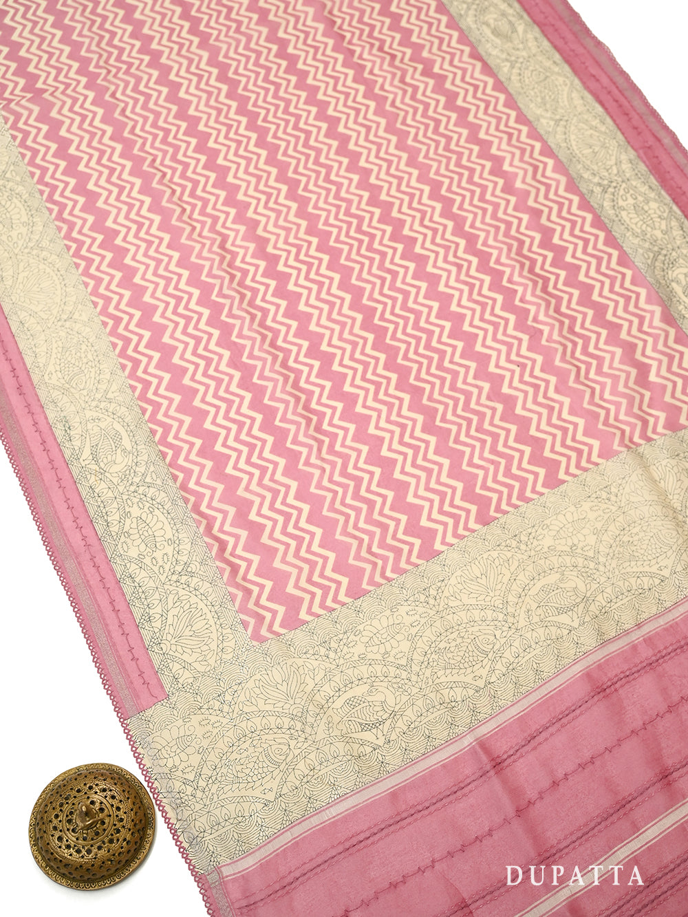 Pink Printed Chanderi Silk Handloom Banarasi Suit - Sacred Weaves