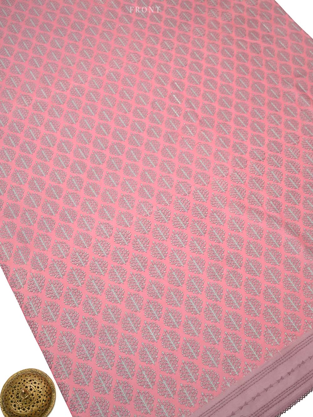 Pink Printed Chanderi Silk Handloom Banarasi Suit - Sacred Weaves
