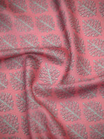 Pink Printed Chanderi Silk Handloom Banarasi Suit - Sacred Weaves