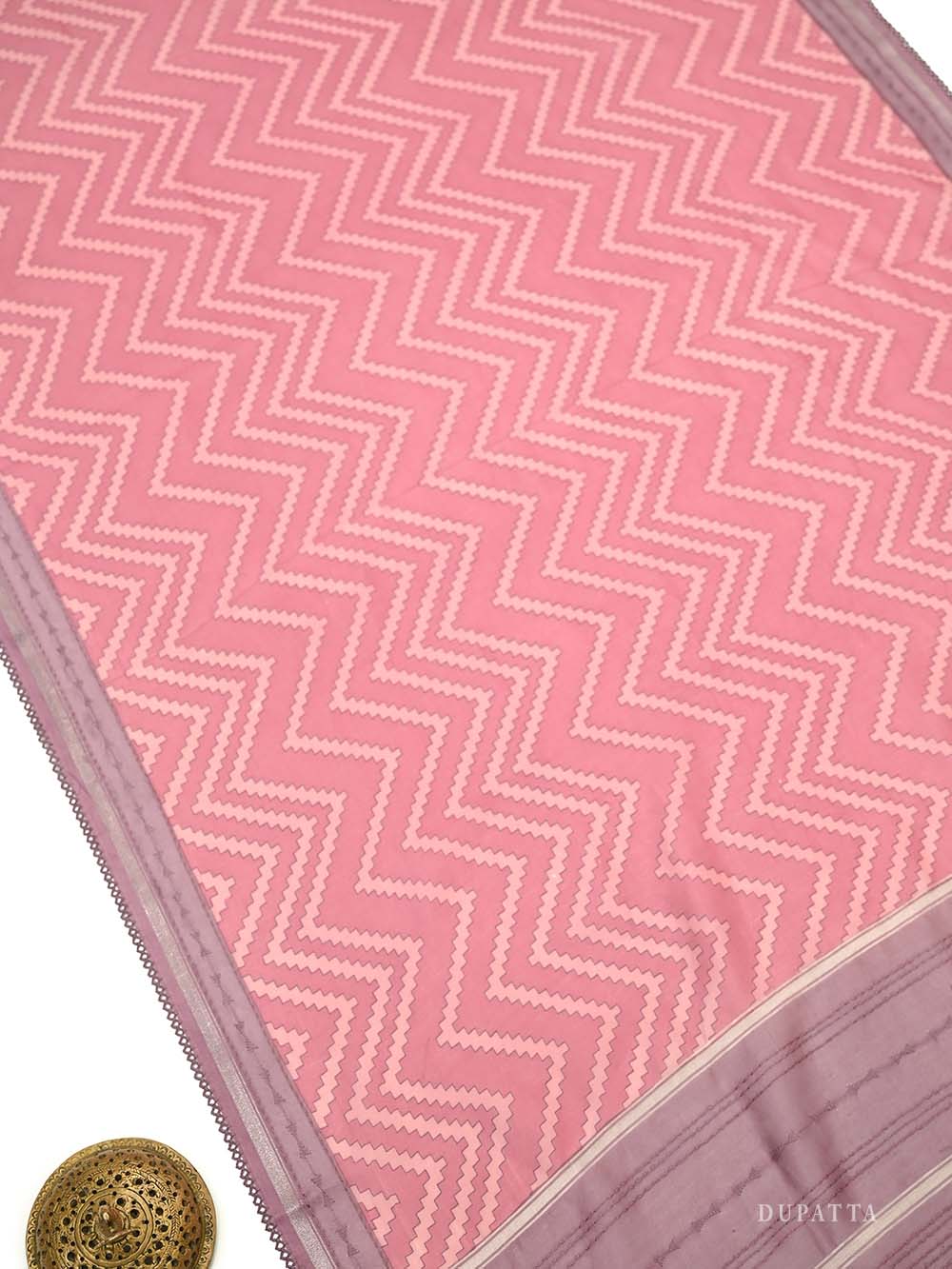 Pink Printed Chanderi Silk Handloom Banarasi Suit - Sacred Weaves