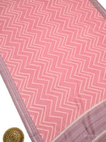Pink Printed Chanderi Silk Handloom Banarasi Suit - Sacred Weaves