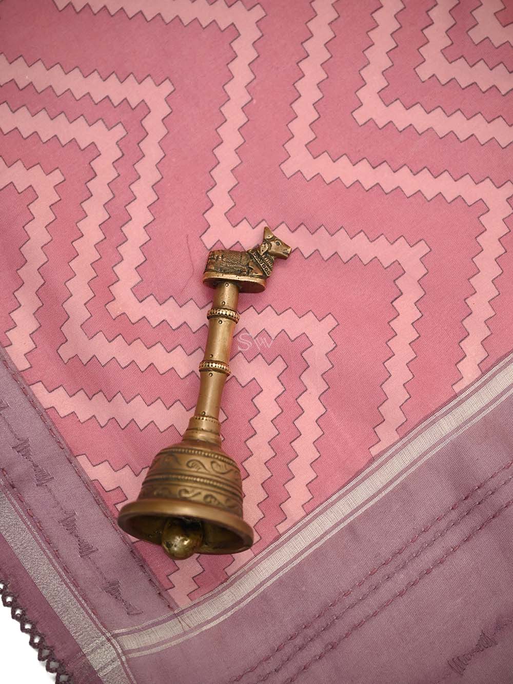 Pink Printed Chanderi Silk Handloom Banarasi Suit - Sacred Weaves