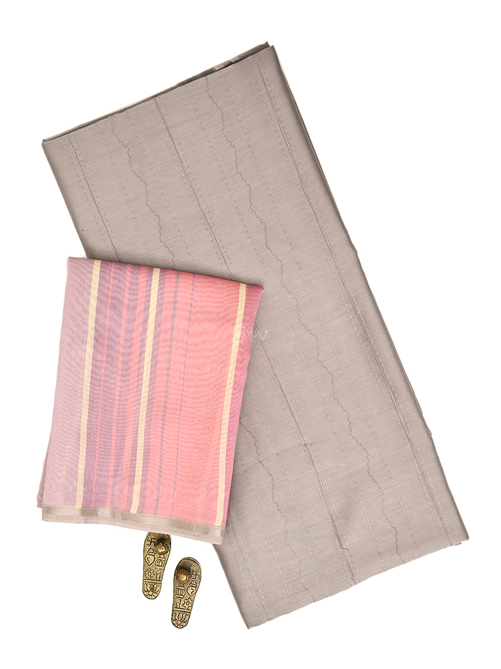 Pastel Purple Chanderi Silk Handloom Banarasi Suit - Sacred Weaves