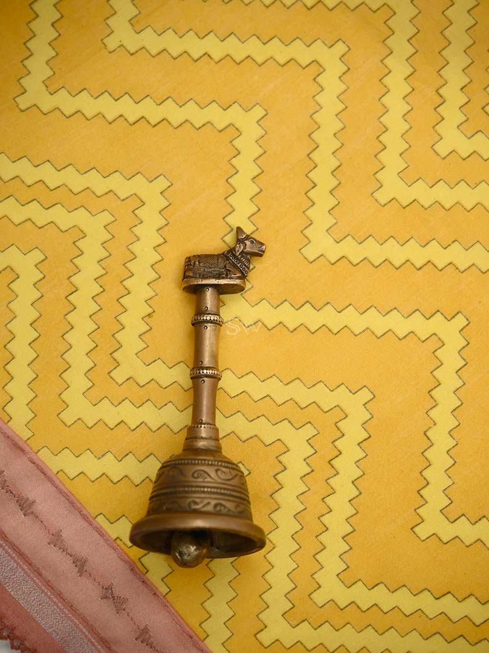Yellow Printed Chanderi Silk Handloom Banarasi Suit - Sacred Weaves