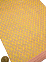 Yellow Printed Chanderi Silk Handloom Banarasi Suit - Sacred Weaves