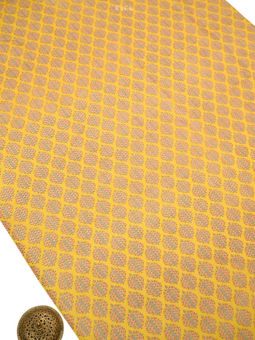 Yellow Printed Chanderi Silk Handloom Banarasi Suit - Sacred Weaves