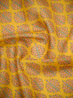 Yellow Printed Chanderi Silk Handloom Banarasi Suit - Sacred Weaves