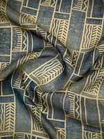 Midnight Blue Printed Cotton Silk Handloom Banarasi Suit