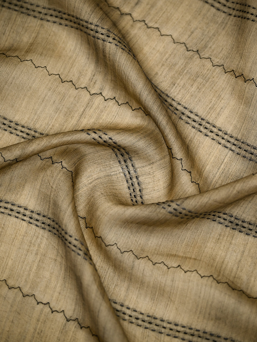 Black Printed Cotton Silk Handloom Banarasi Suit - Sacred Weaves