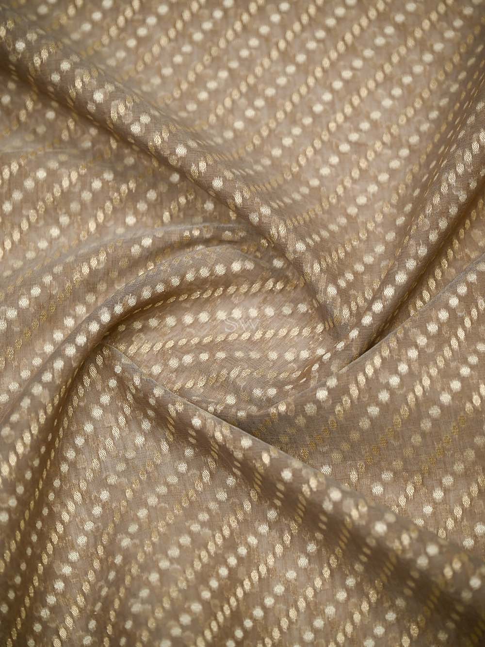 Light Brown Zari Cotton Saree - Sacred Weaves