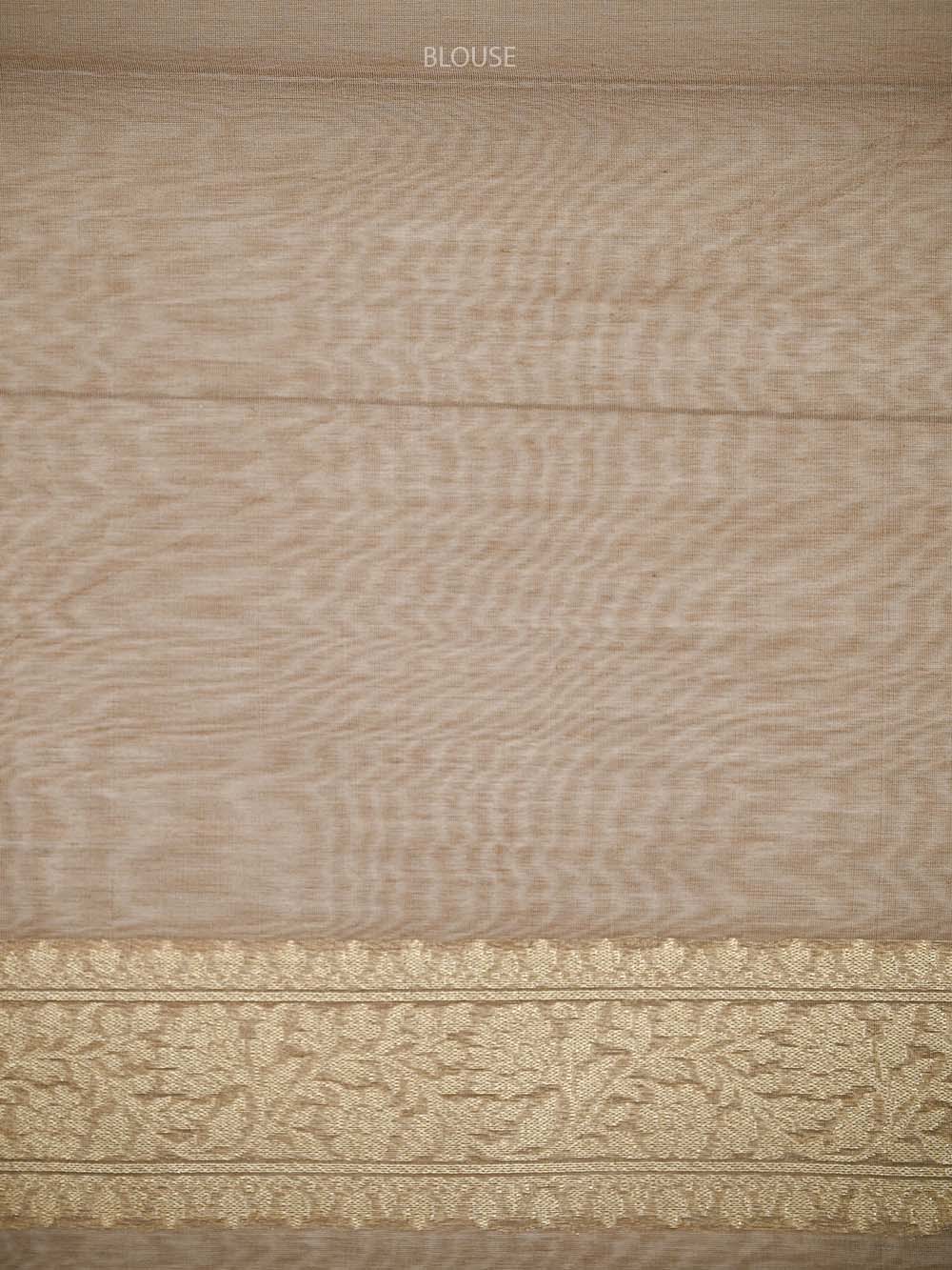 Light Brown Zari Cotton Saree - Sacred Weaves