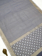 Blue Grey Zari Cotton Saree - Sacred Weaves