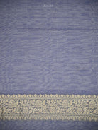 Blue Grey Zari Cotton Saree - Sacred Weaves