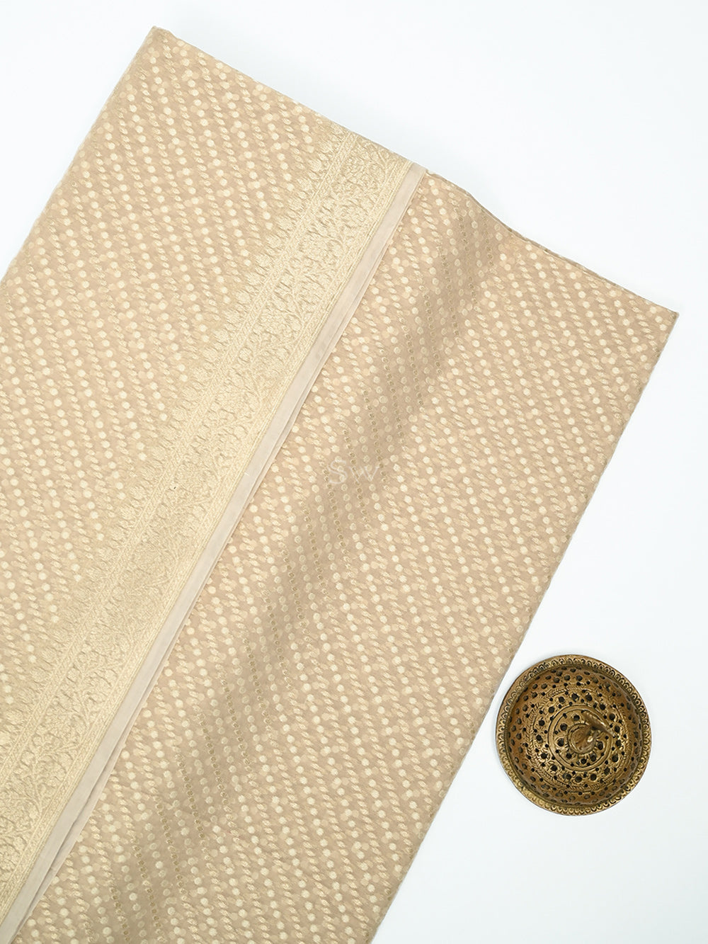 Cream Zari Cotton Saree - Sacred Weaves
