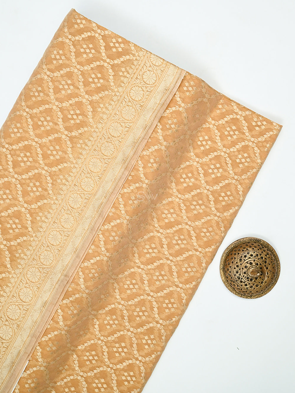Pastel Orange Zari Cotton Saree - Sacred Weaves