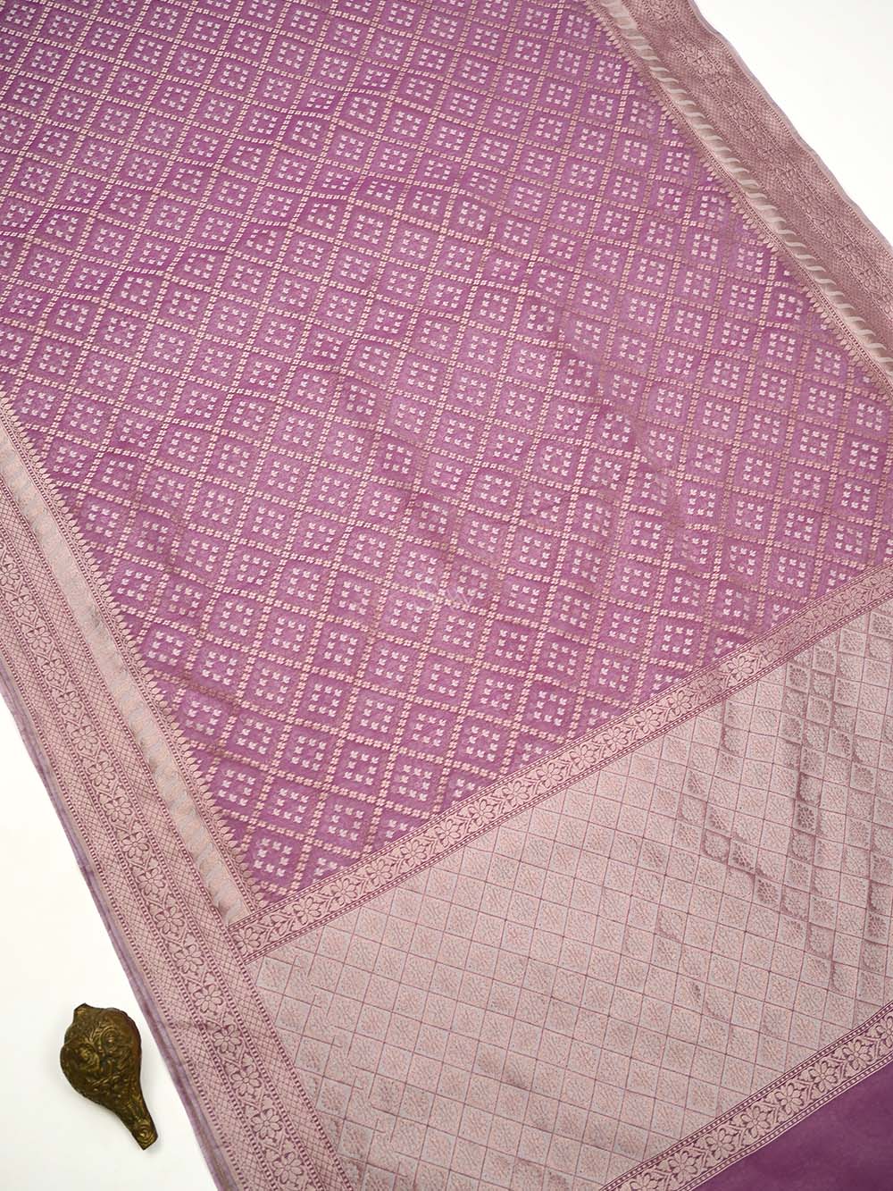 Lilac Zari Cotton Saree - Sacred Weaves