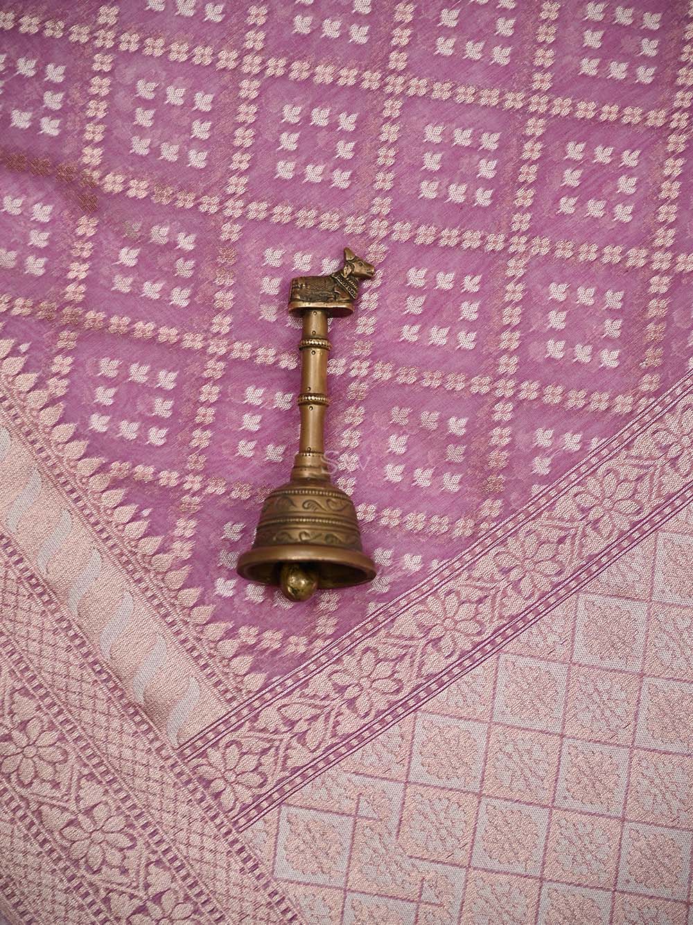 Lilac Zari Cotton Saree - Sacred Weaves