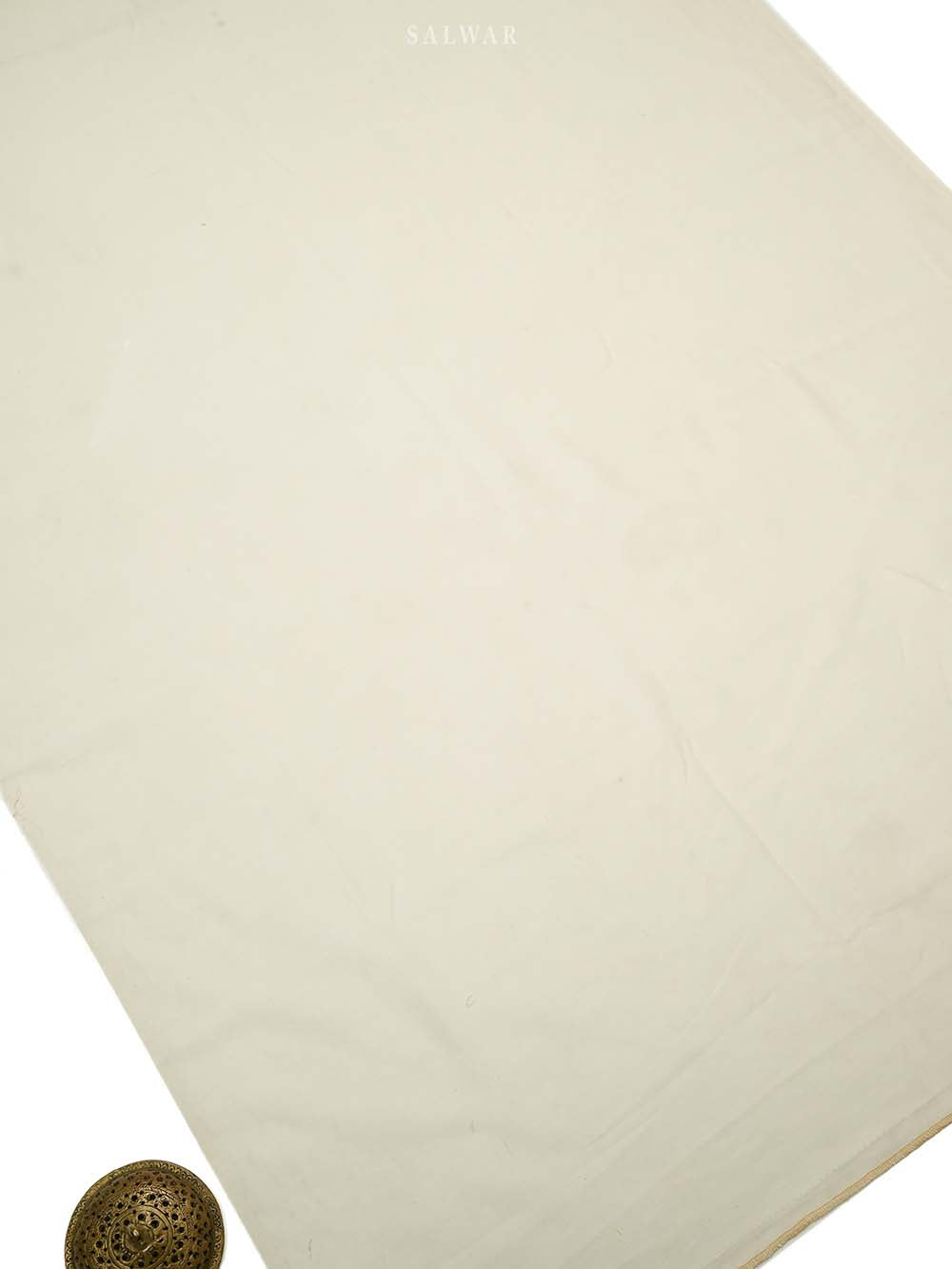 Off White Booti Cotton Silk Handloom Banarasi Suit - Sacred Weaves