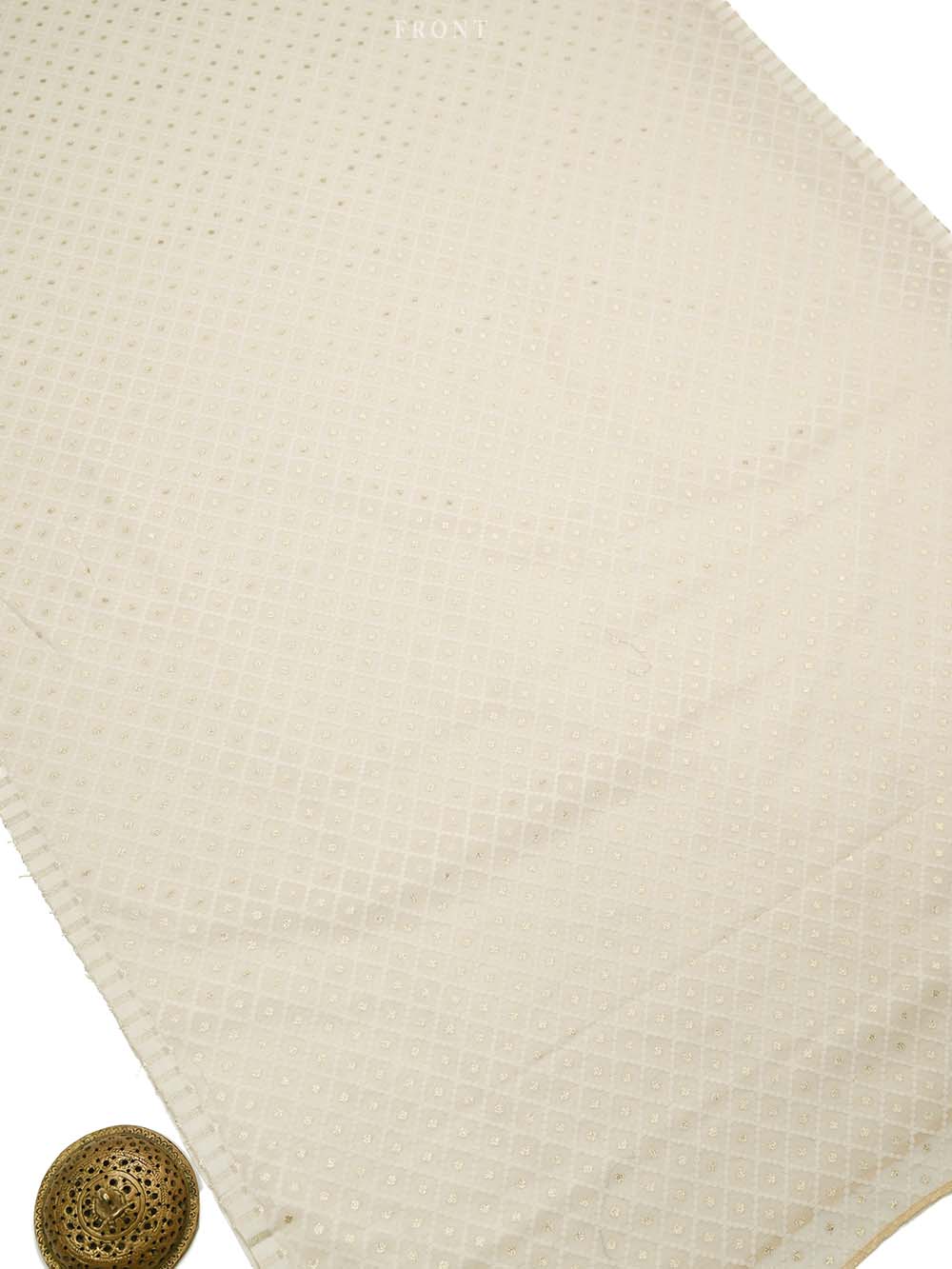 Off White Booti Cotton Silk Handloom Banarasi Suit - Sacred Weaves
