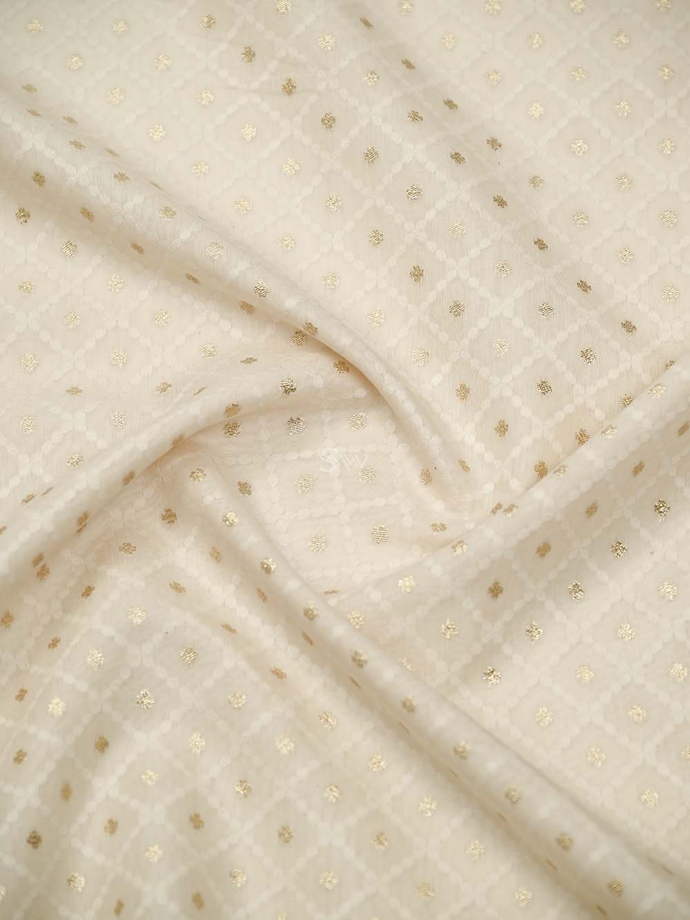 Off White Booti Cotton Silk Handloom Banarasi Suit - Sacred Weaves