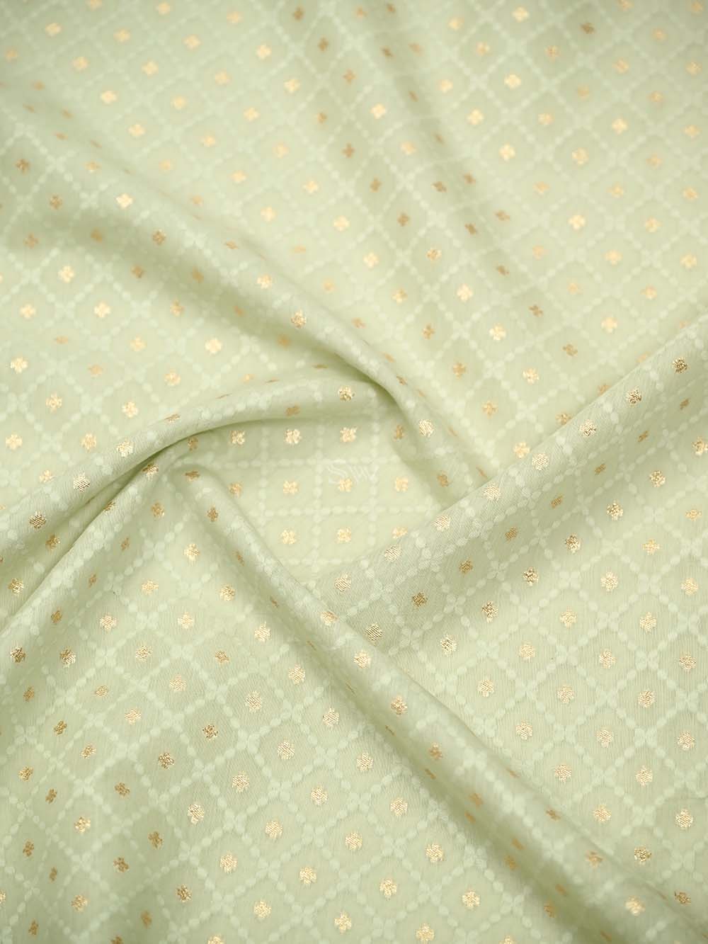 Mint Green Booti Cotton Silk Handloom Banarasi Suit - Sacred Weaves