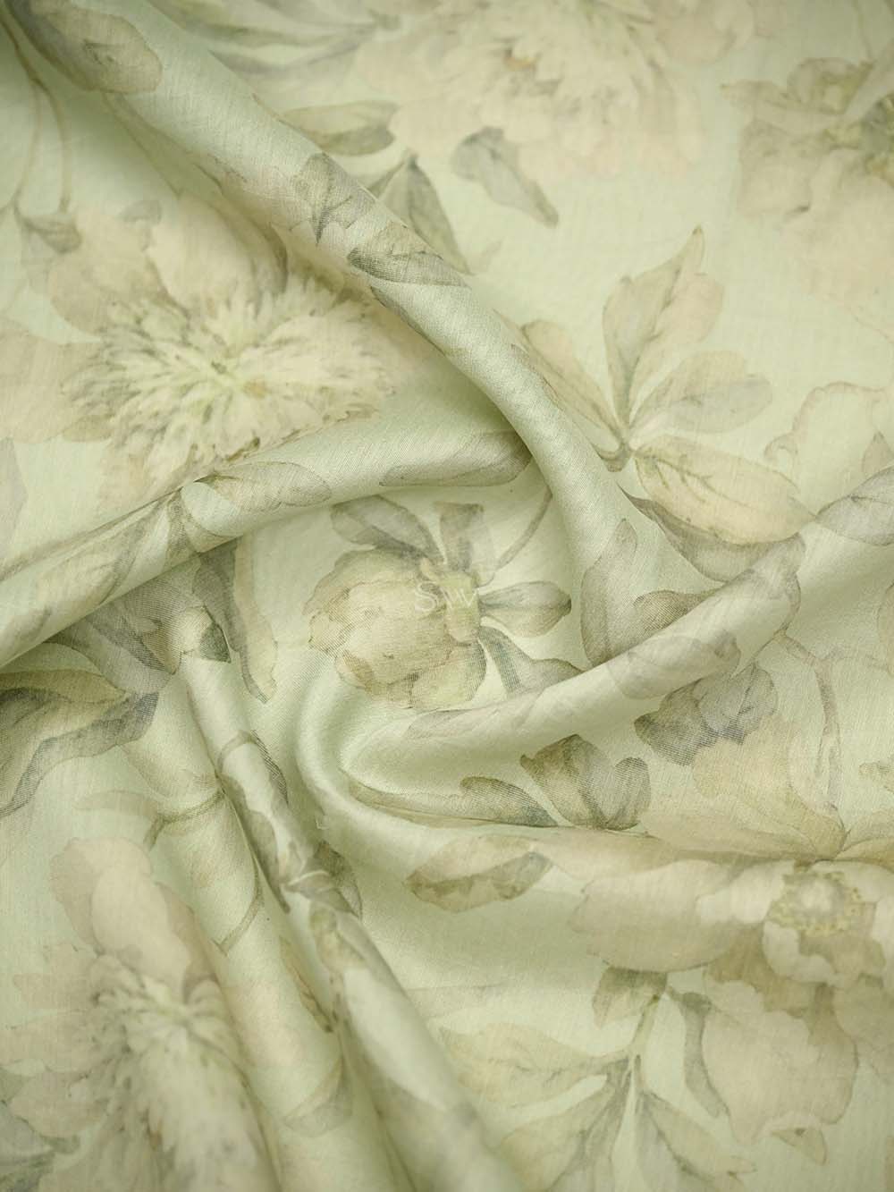 Mint Green Booti Cotton Silk Handloom Banarasi Suit - Sacred Weaves