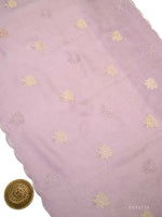 Pastel Purple Embroidered Organza Handloom Banarasi Suit