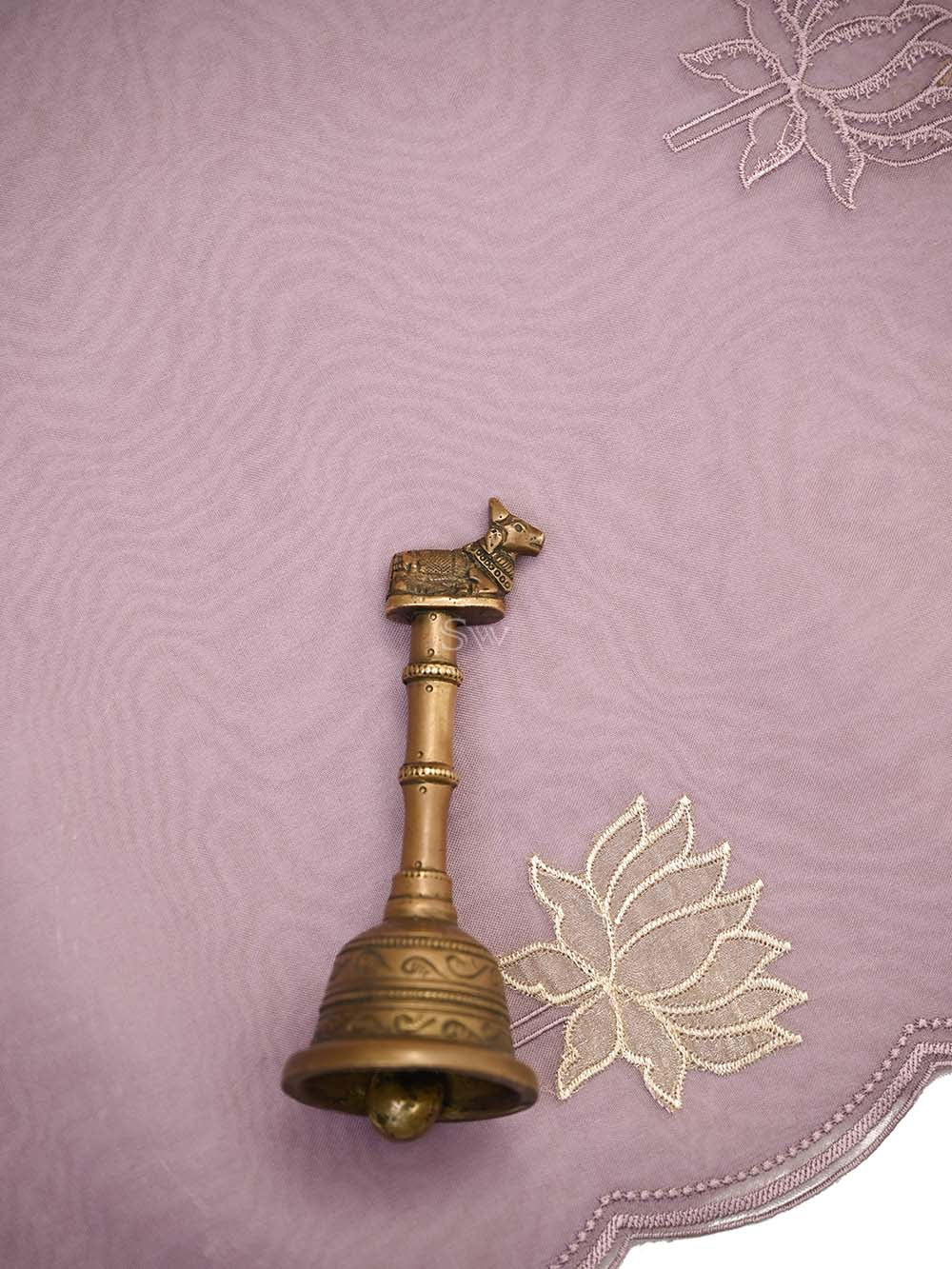 Pastel Purple Embroidered Organza Handloom Banarasi Suit
