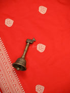 Red Booti Katan Silk Handloom Banarasi Dupatta - Sacred Weaves
