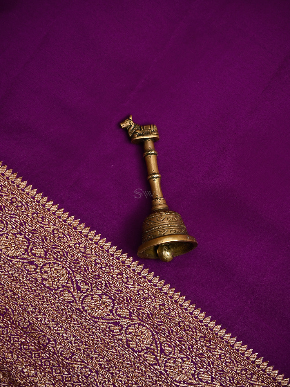 Purple Plain Crepe Silk Handloom Banarasi Saree - Sacred Weaves