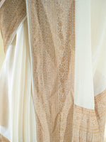 Off White Plain Crepe Silk Handloom Banarasi Saree - Sacred Weaves