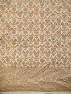 Off White Plain Crepe Silk Handloom Banarasi Saree - Sacred Weaves