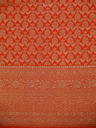 Orange Plain Crepe Silk Handloom Banarasi Saree - Sacred Weaves