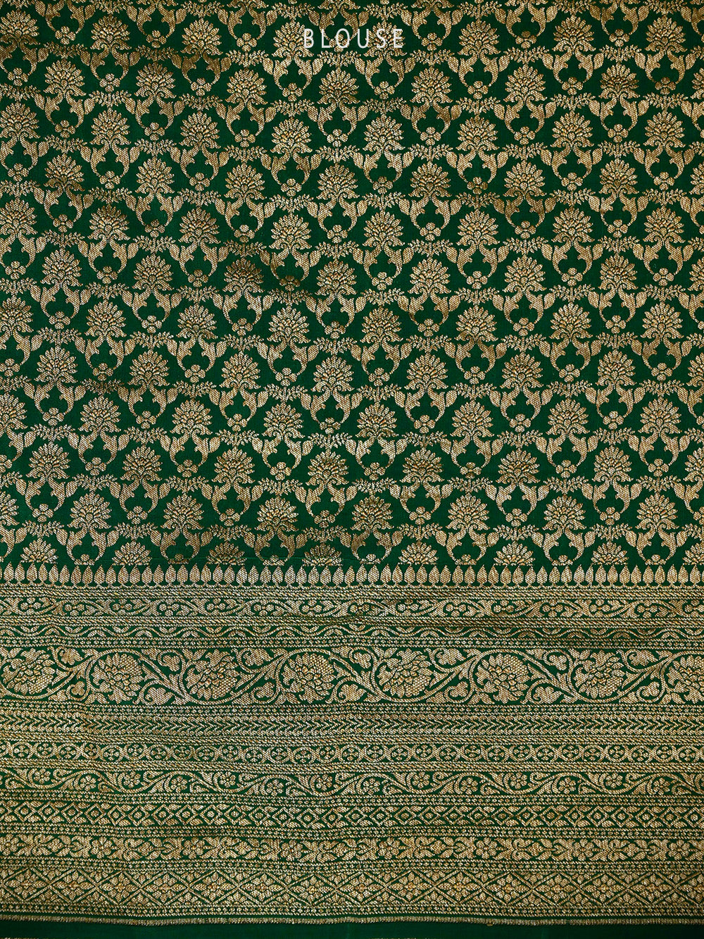 Bottle Green Plain Crepe Silk Handloom Banarasi Saree - Sacred Weaves