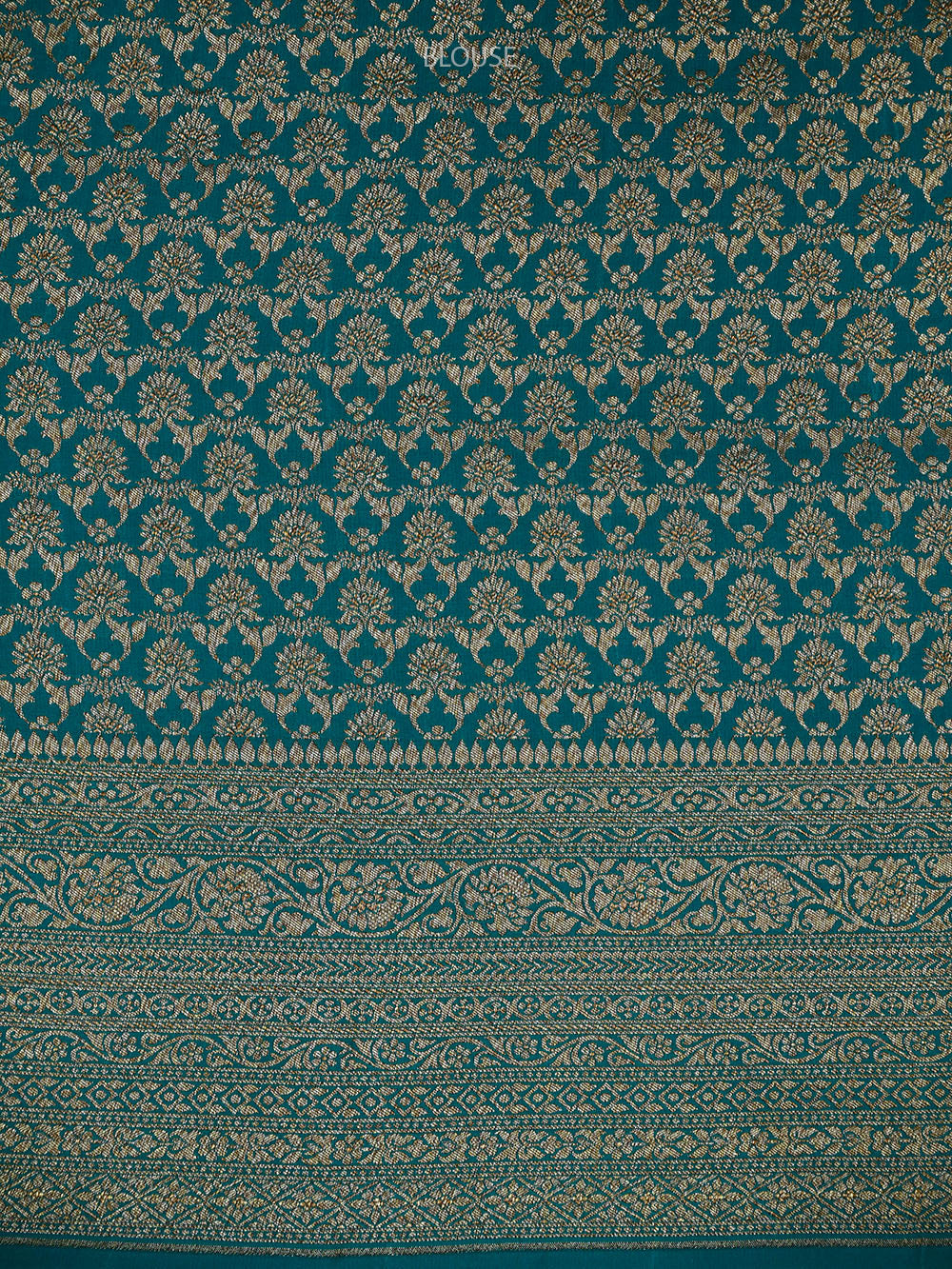 Teal Green Plain Crepe Silk Handloom Banarasi Saree - Sacred Weaves