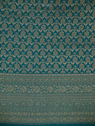 Teal Green Plain Crepe Silk Handloom Banarasi Saree - Sacred Weaves