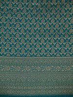 Teal Green Plain Crepe Silk Handloom Banarasi Saree - Sacred Weaves