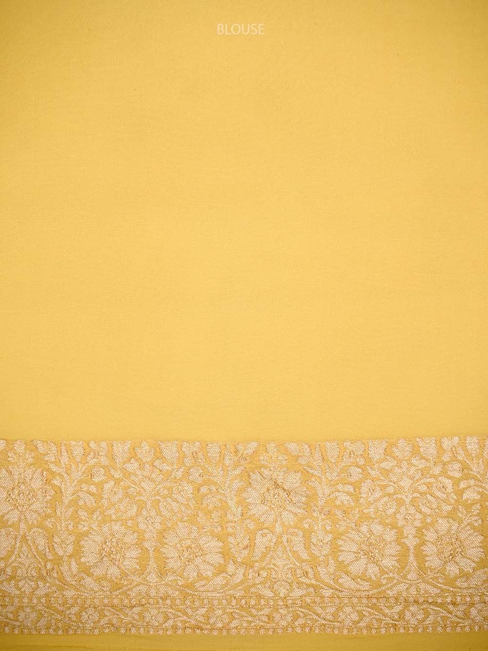 Yellow Jaal Khaddi Georgette Handloom Banarasi Saree - Sacred Weaves
