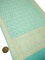Sea Green Jaal Khaddi Georgette Handloom Banarasi Saree - Sacred Weaves