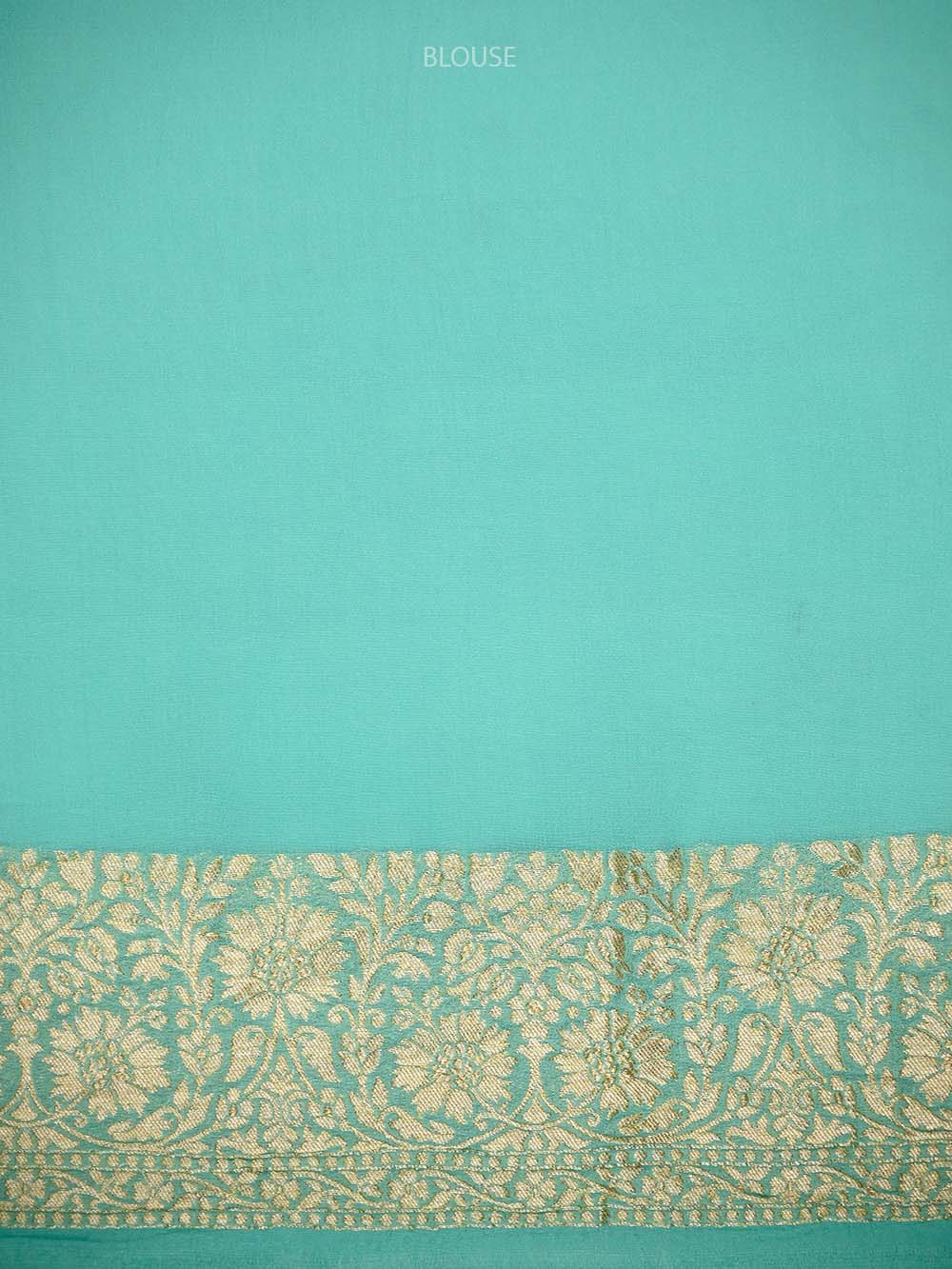 Sea Green Jaal Khaddi Georgette Handloom Banarasi Saree - Sacred Weaves