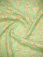 Pista Green Jaal Khaddi Georgette Handloom Banarasi Saree - Sacred Weaves