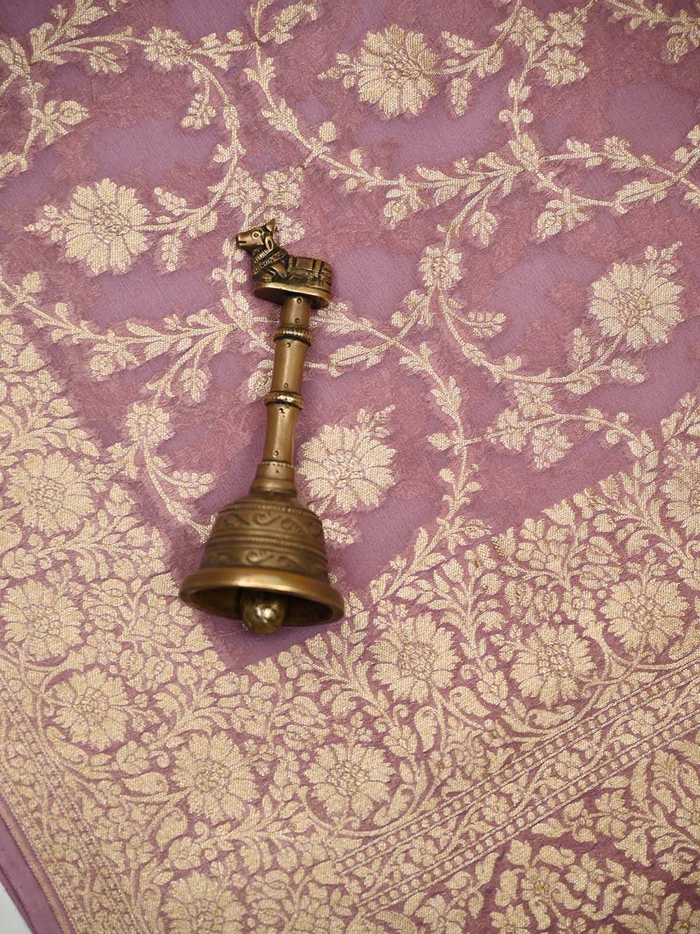 Lilac Jaal Khaddi Georgette Handloom Banarasi Saree - Sacred Weaves