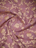 Lilac Jaal Khaddi Georgette Handloom Banarasi Saree - Sacred Weaves