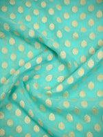 Sea Green Booti Khaddi Georgette Handloom Banarasi Saree - Sacred Weaves