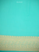 Sea Green Booti Khaddi Georgette Handloom Banarasi Saree - Sacred Weaves