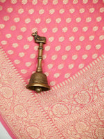 Pastel Pink Booti Khaddi Georgette Handloom Banarasi Saree - Sacred Weaves
