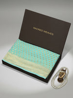 Sea Green Booti Khaddi Georgette Handloom Banarasi Saree - Sacred Weaves